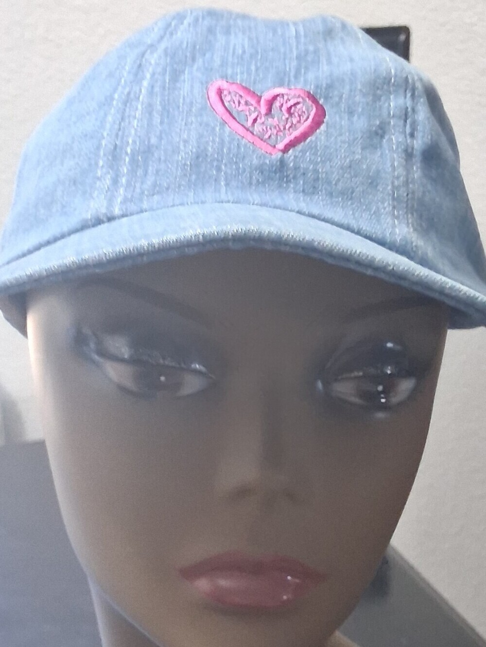 Denim Women's Baseball Cap With Pink Detail Size L